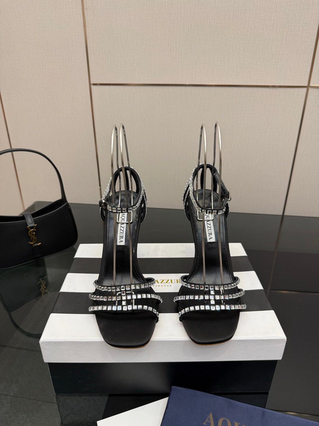 Aquazzura Pineapple Rhinestone Heeled Sandals