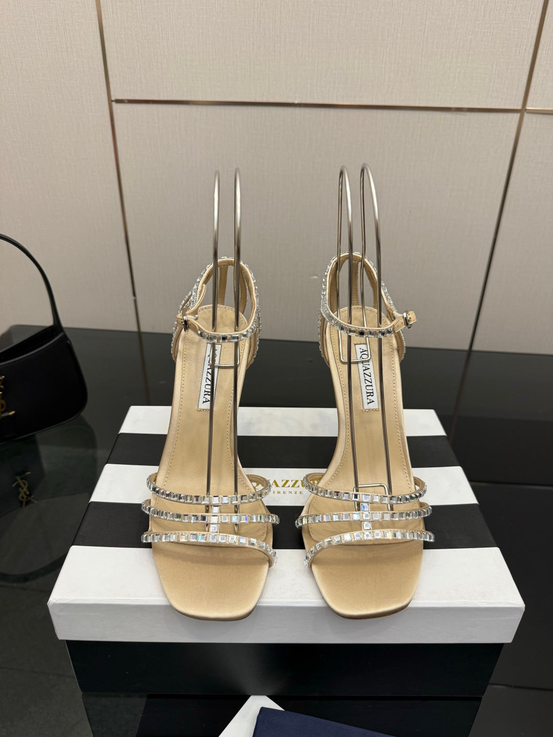 Aquazzura Pineapple Rhinestone Heeled Sandals