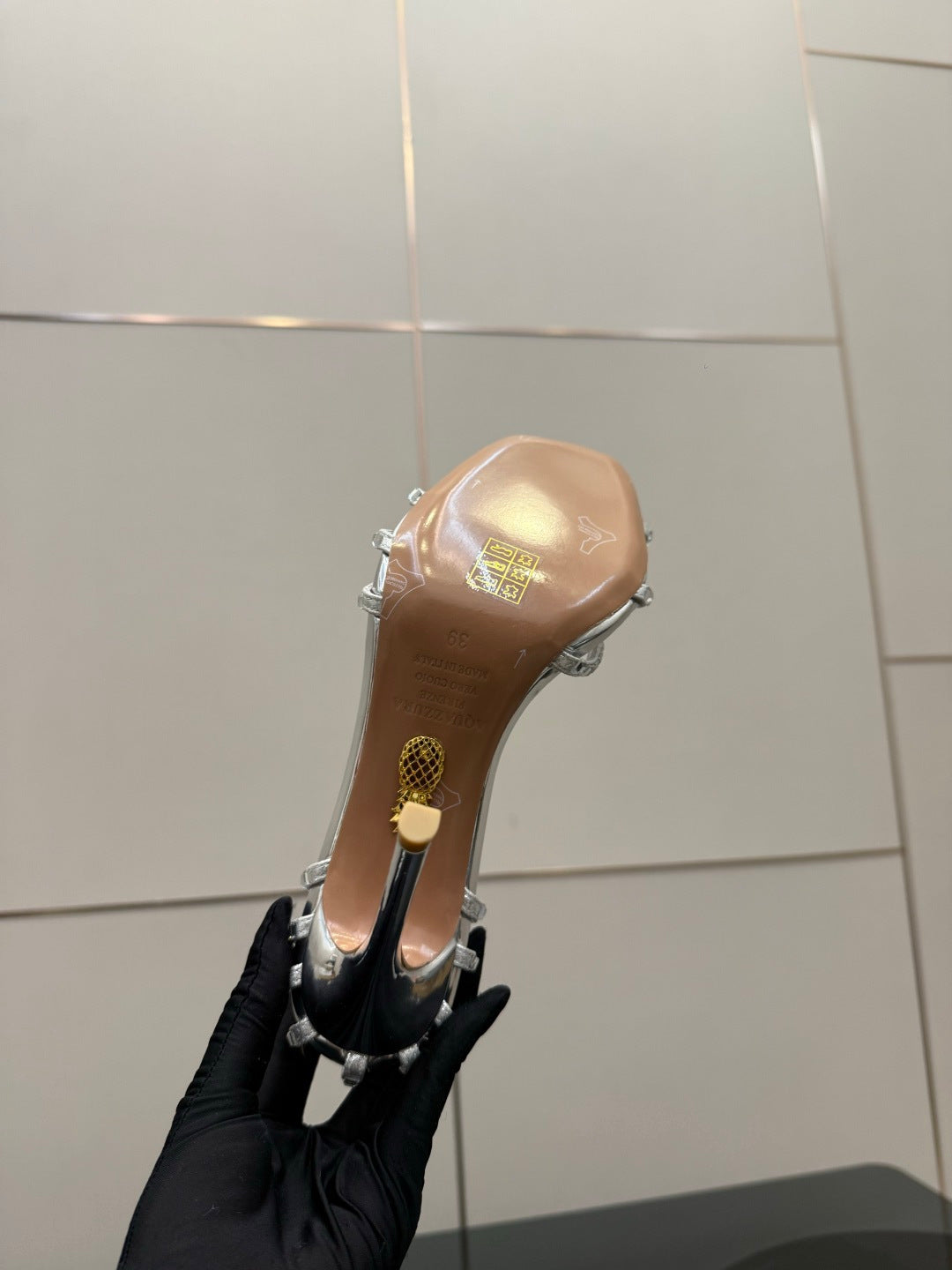 Aquazzura Pineapple Rhinestone Heeled Sandals
