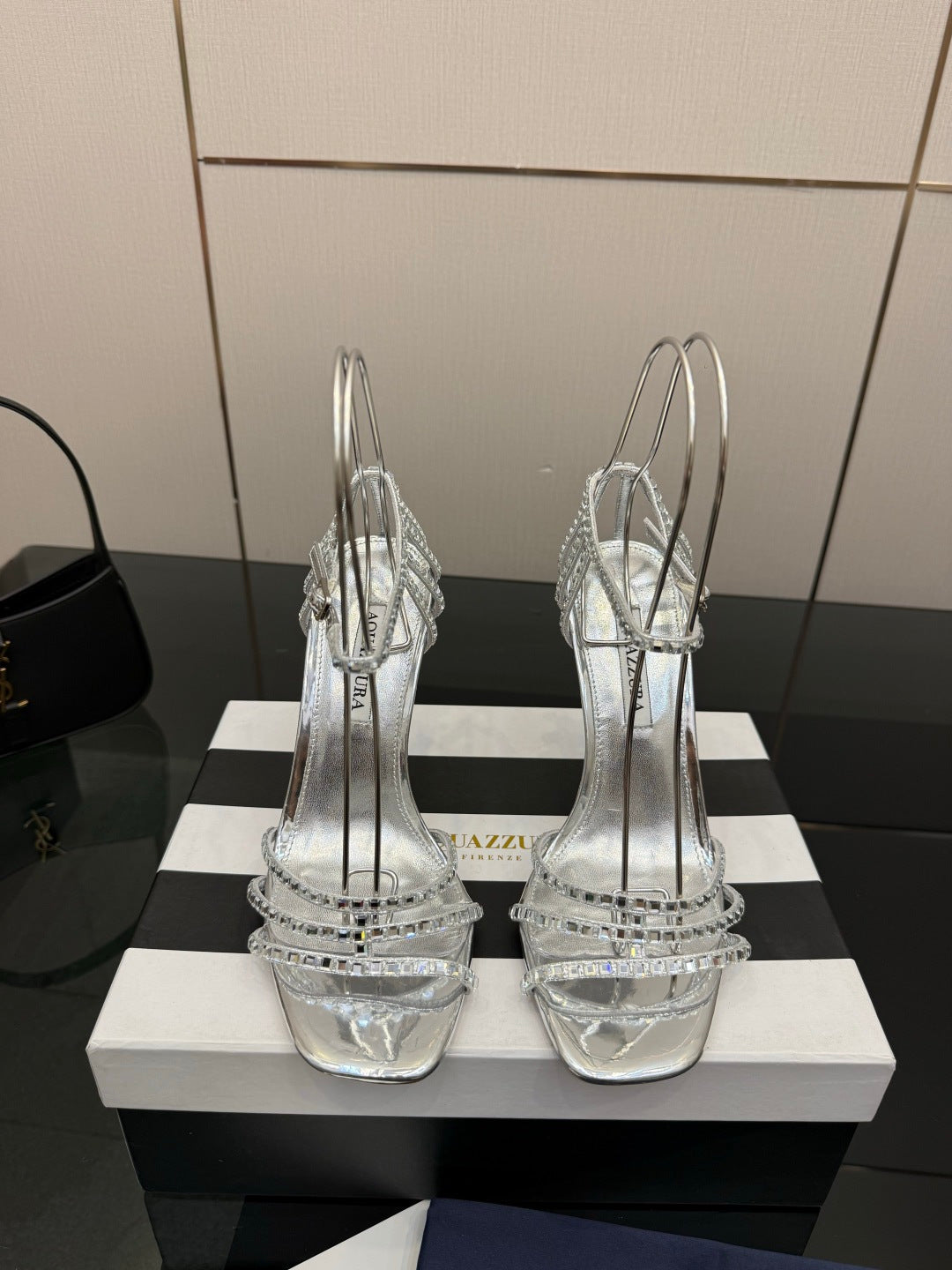 Aquazzura Pineapple Rhinestone Heeled Sandals