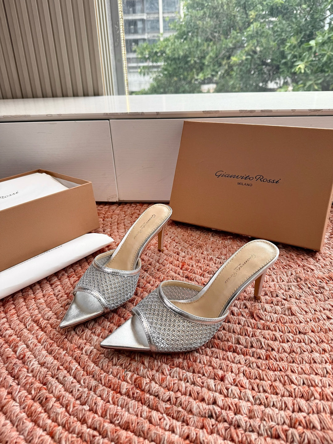 Gianvito Rossi Mesh Slide Sandals