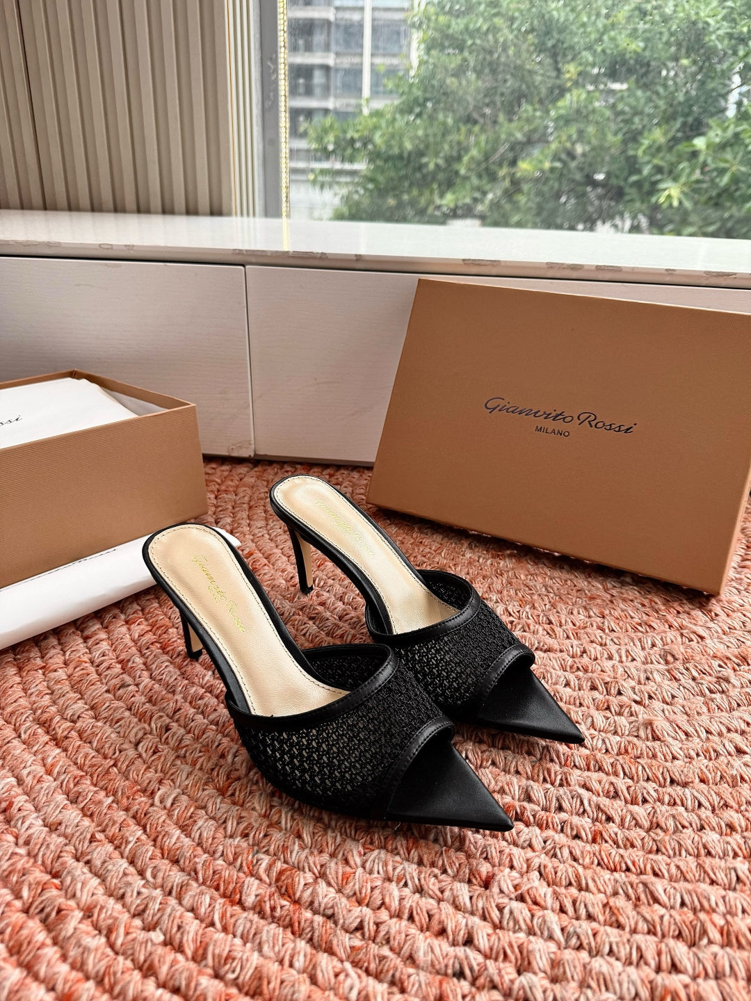 Gianvito Rossi Mesh Slide Sandals