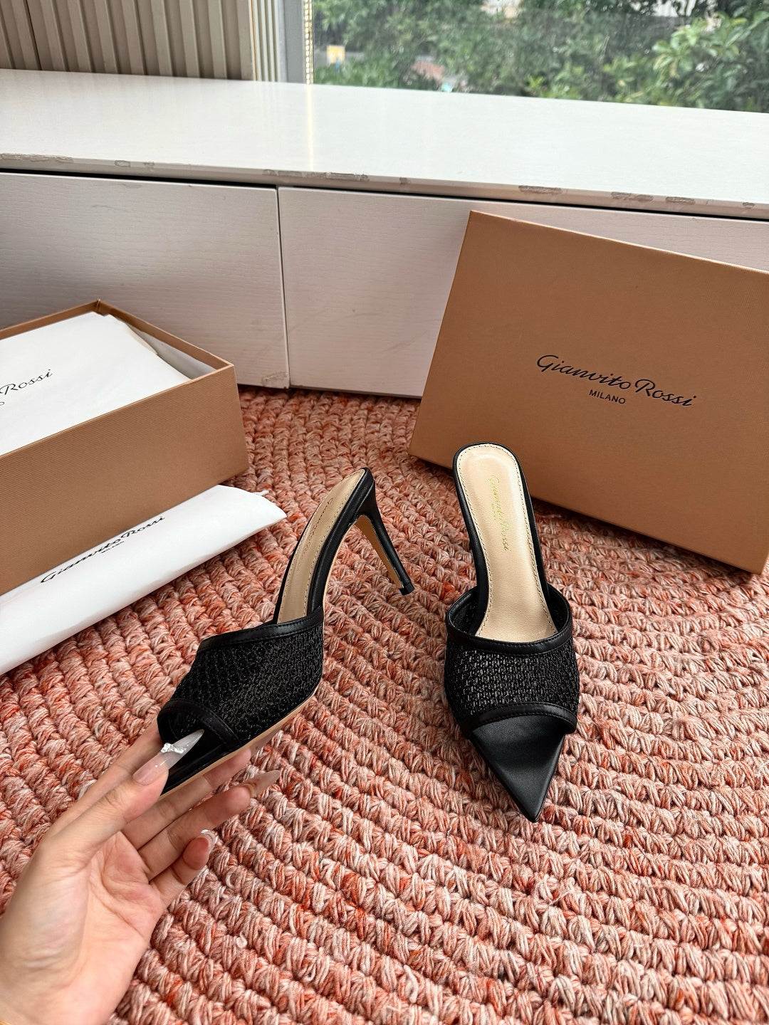 Gianvito Rossi Mesh Slide Sandals