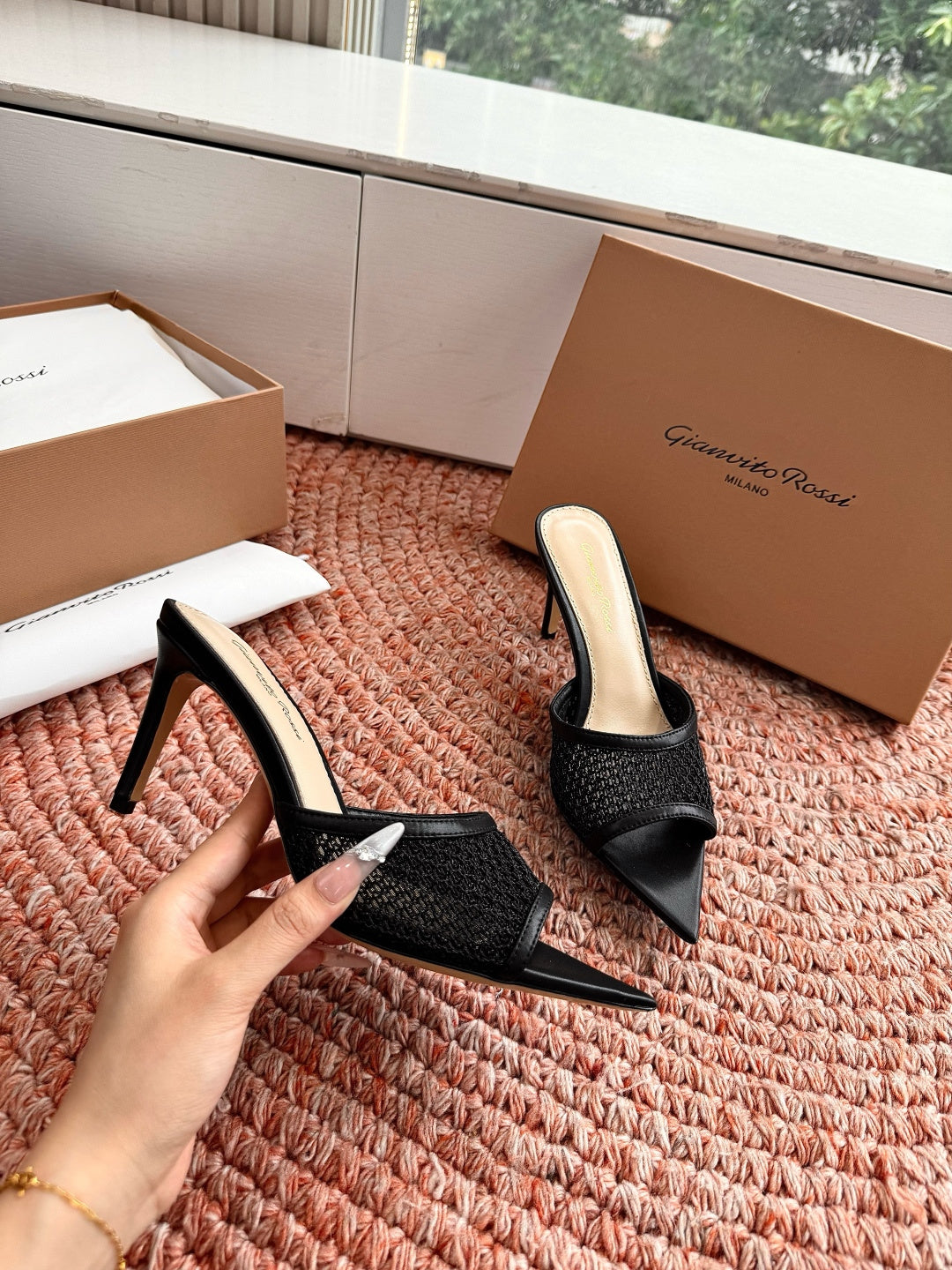 Gianvito Rossi Mesh Slide Sandals