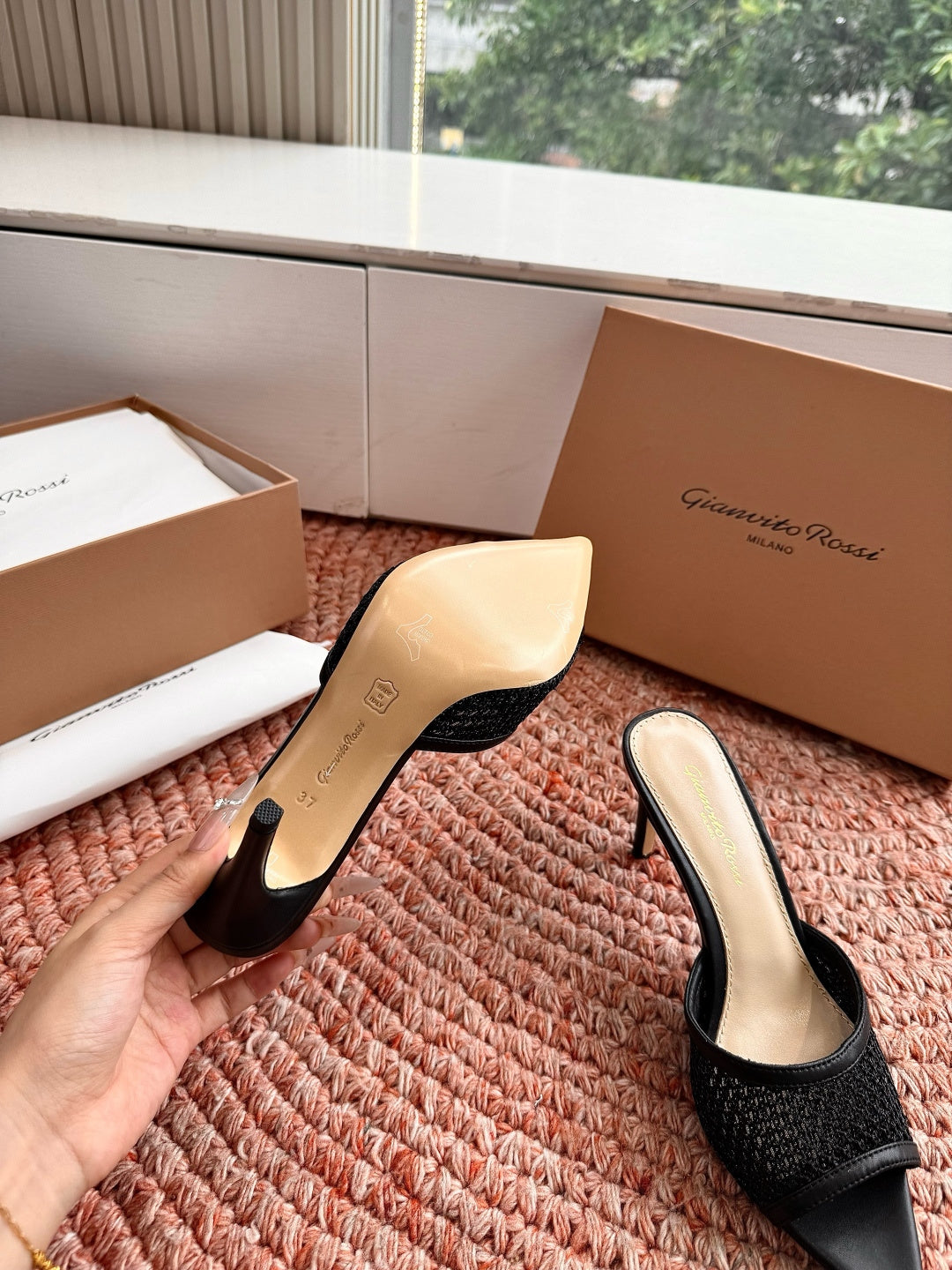 Gianvito Rossi Mesh Slide Sandals