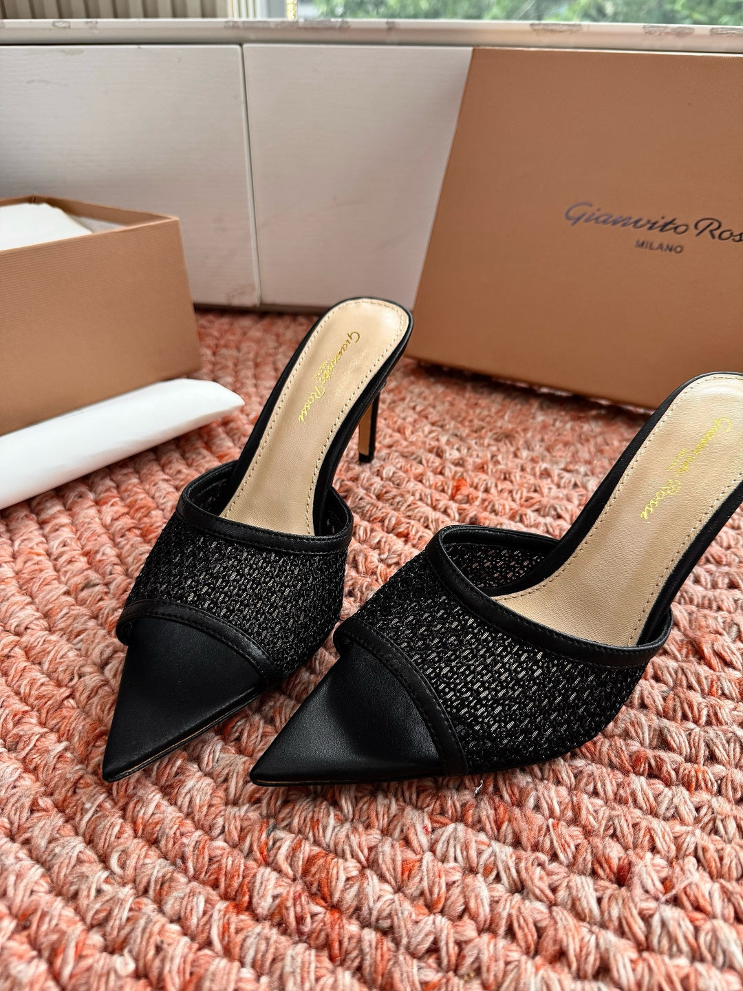 Gianvito Rossi Mesh Slide Sandals