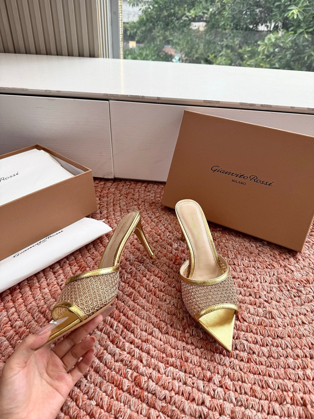 Gianvito Rossi Mesh Slide Sandals