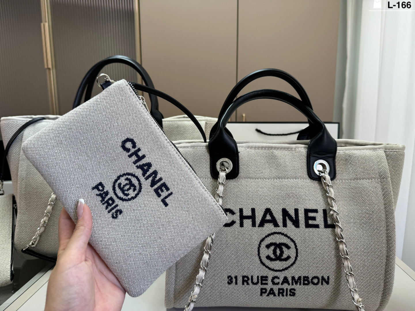 Chanel Canvas Cambon Paris Beach Tote Bag