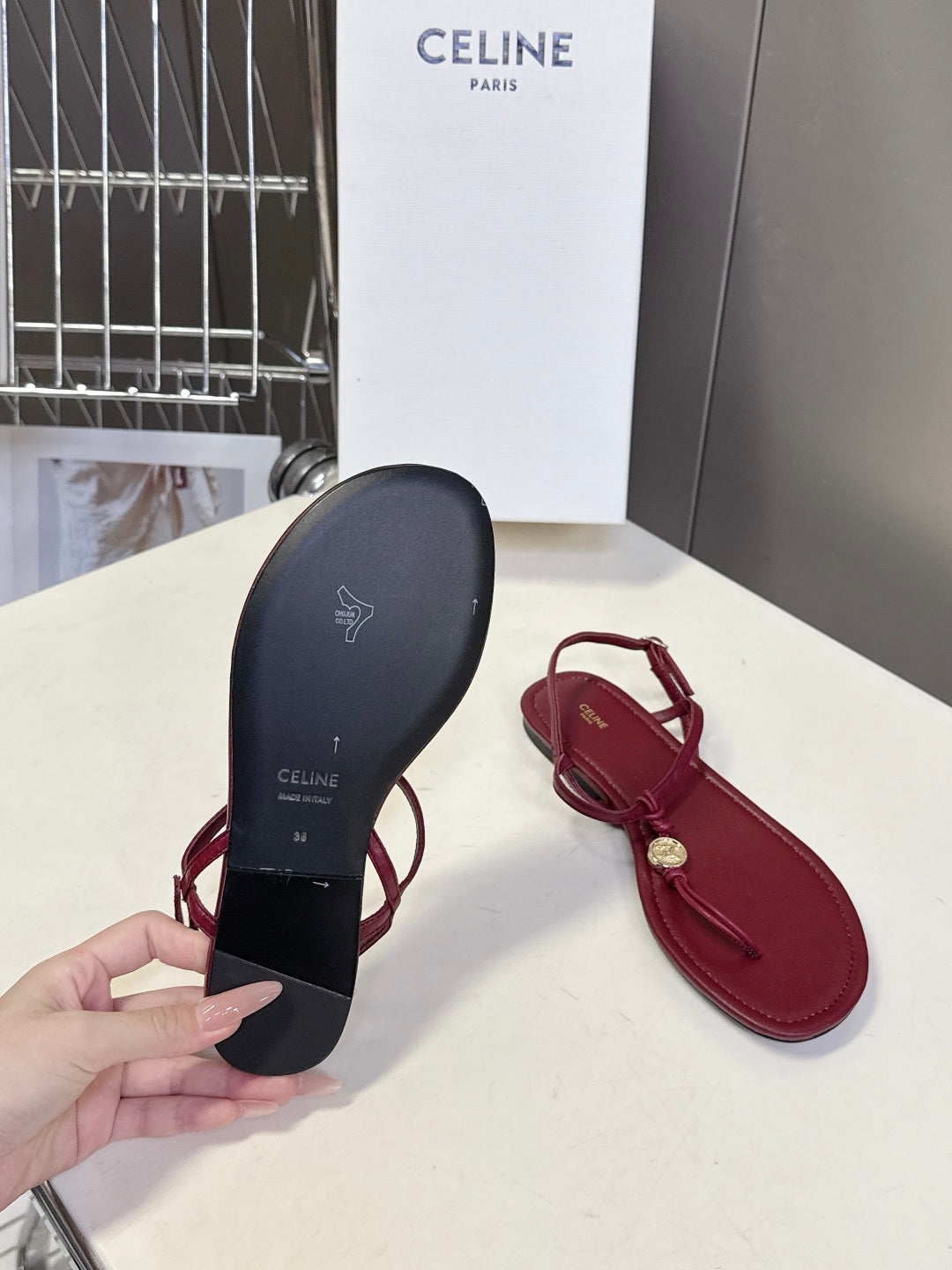 Celine Triomphe T-Strap Flat Sandals – Spring/Summer Collection