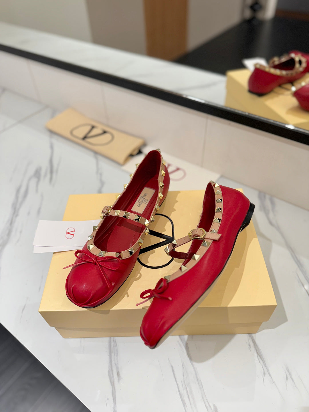 Valentino Studded Leather Ballet Flats