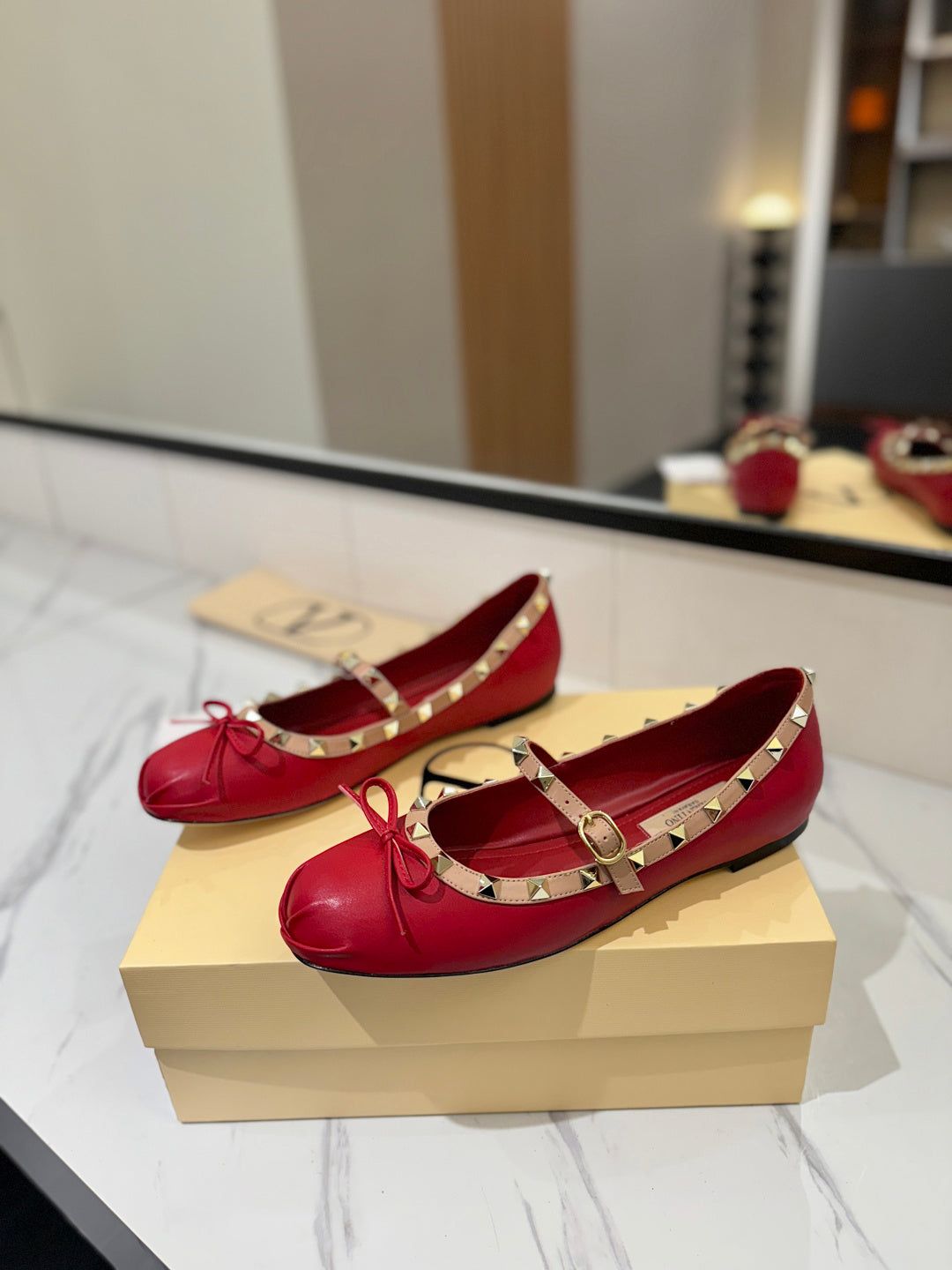 Valentino Studded Leather Ballet Flats