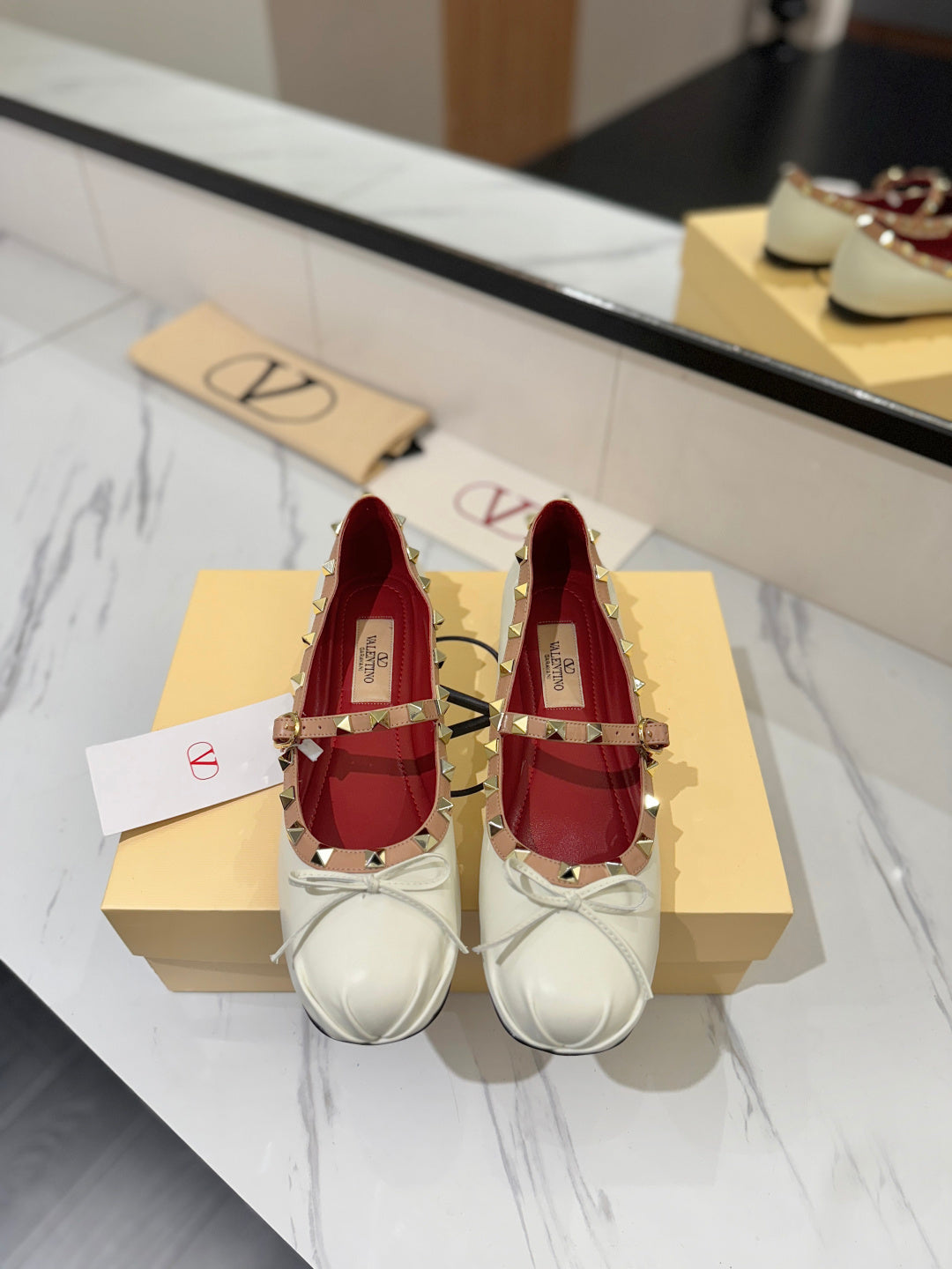 Valentino Studded Leather Ballet Flats