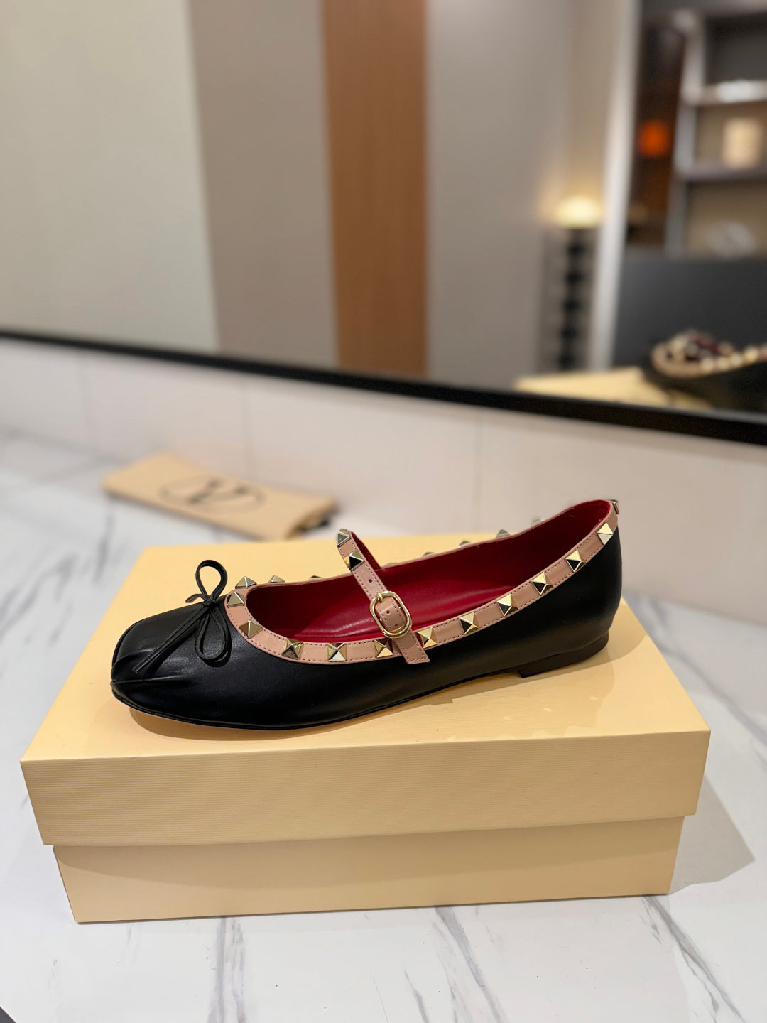 Valentino Studded Leather Ballet Flats