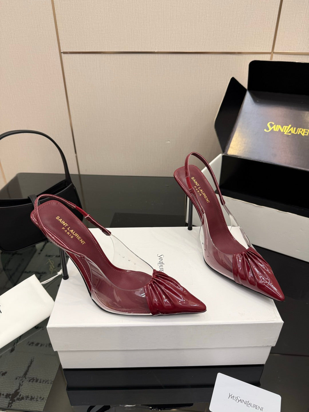 Saint Laurent Creased Pointed-Toe Slingback Sandals – Spring/Summer Collection – 26WF