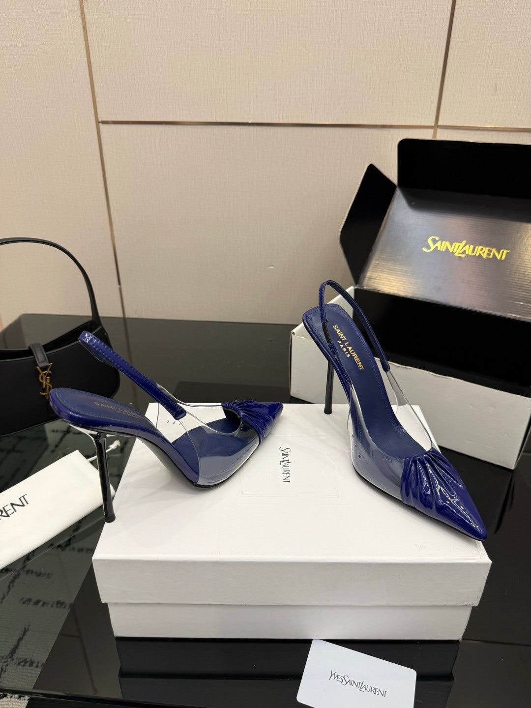 Saint Laurent Creased Pointed-Toe Slingback Sandals – Spring/Summer Collection – 26WF