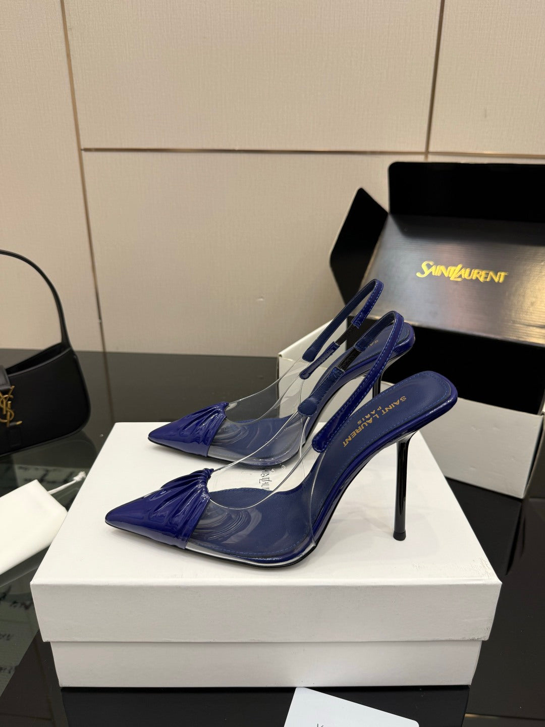 Saint Laurent Creased Pointed-Toe Slingback Sandals – Spring/Summer Collection – 26WF