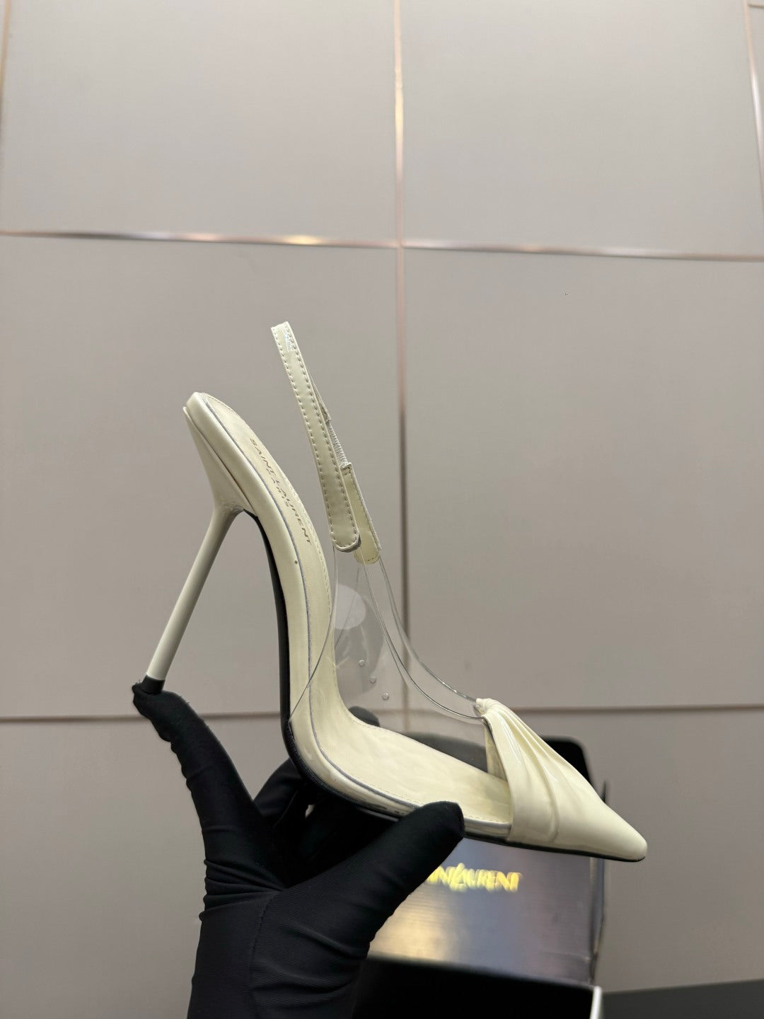 Saint Laurent Creased Pointed-Toe Slingback Sandals – Spring/Summer Collection – 26WF