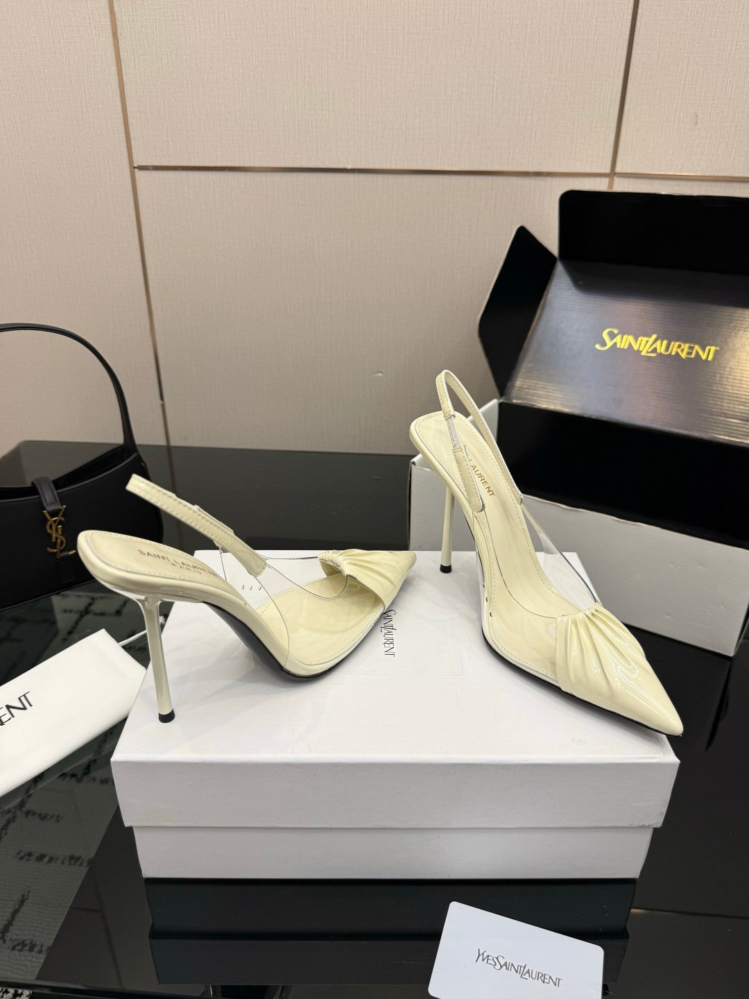 Saint Laurent Creased Pointed-Toe Slingback Sandals – Spring/Summer Collection – 26WF