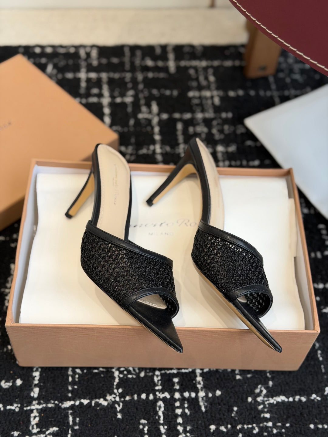 Gianvito Rossi Pointed-Toe Mesh Heeled Sandals – Spring/Summer Collection – 26SS