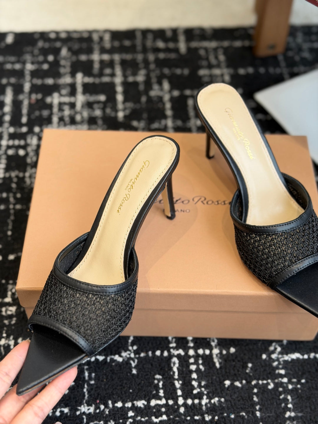 Gianvito Rossi Pointed-Toe Mesh Heeled Sandals – Spring/Summer Collection – 26SS