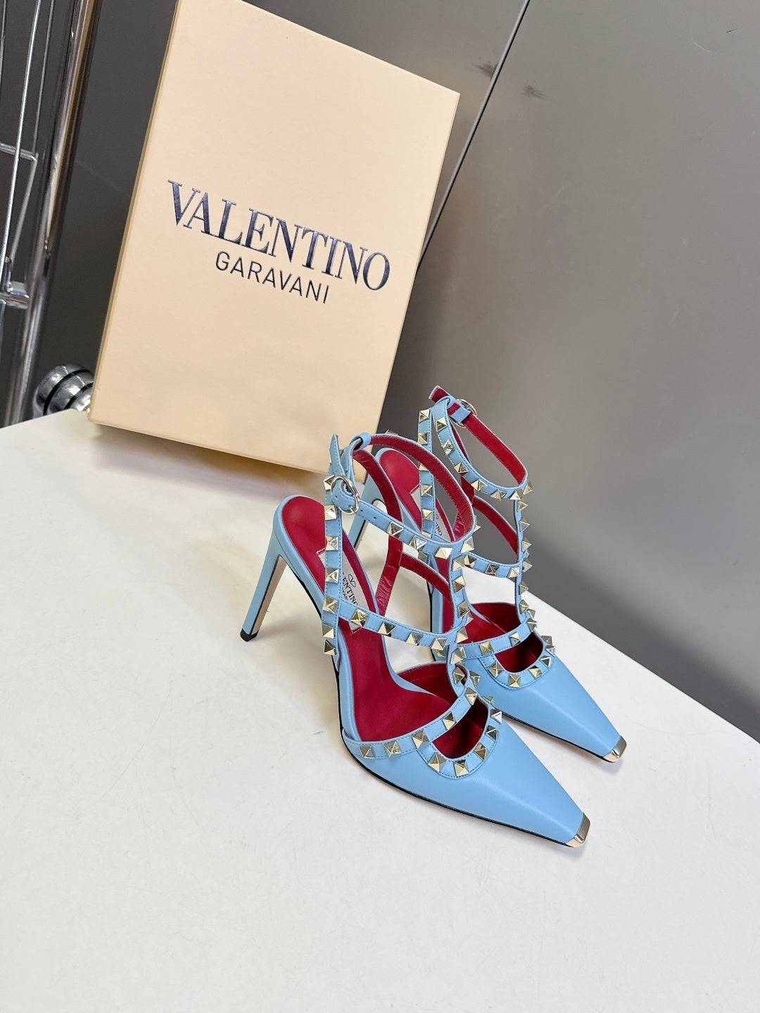 Valentino Rockstud T-Strap Pointed-Toe Heeled Sandals – Spring/Summer Collection
