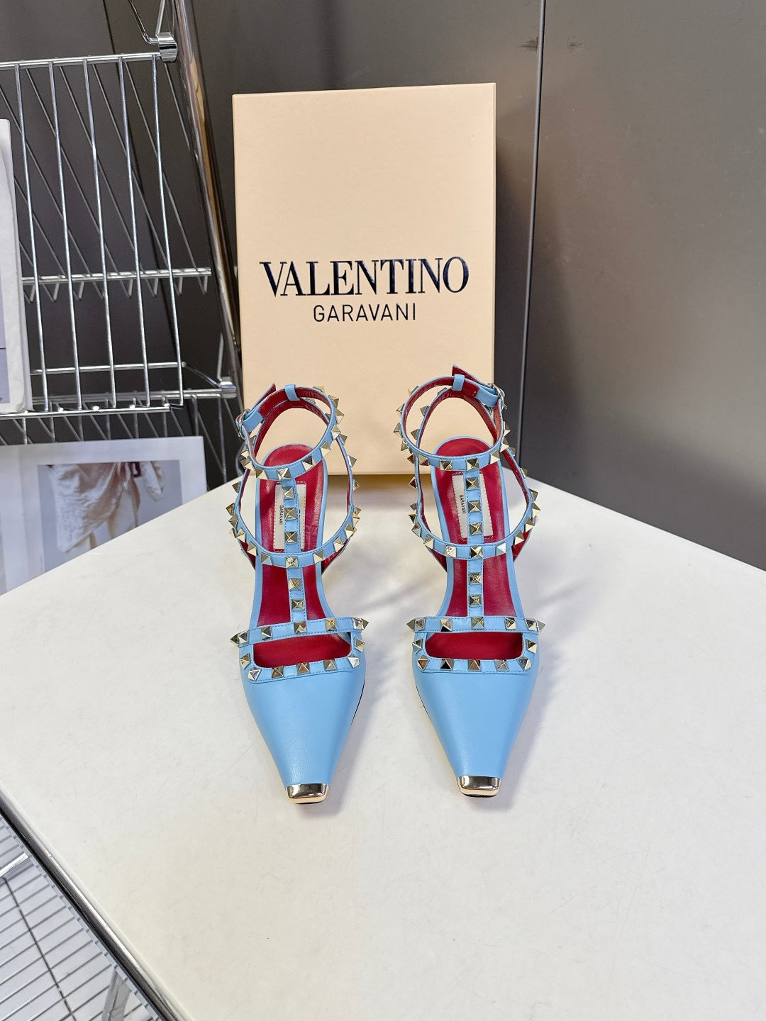 Valentino Rockstud T-Strap Pointed-Toe Heeled Sandals – Spring/Summer Collection