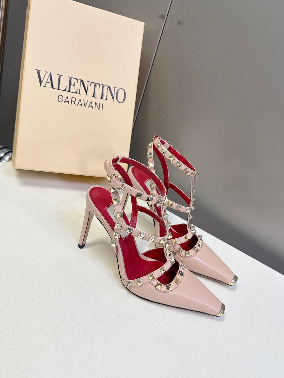 Valentino Rockstud T-Strap Pointed-Toe Heeled Sandals – Spring/Summer Collection