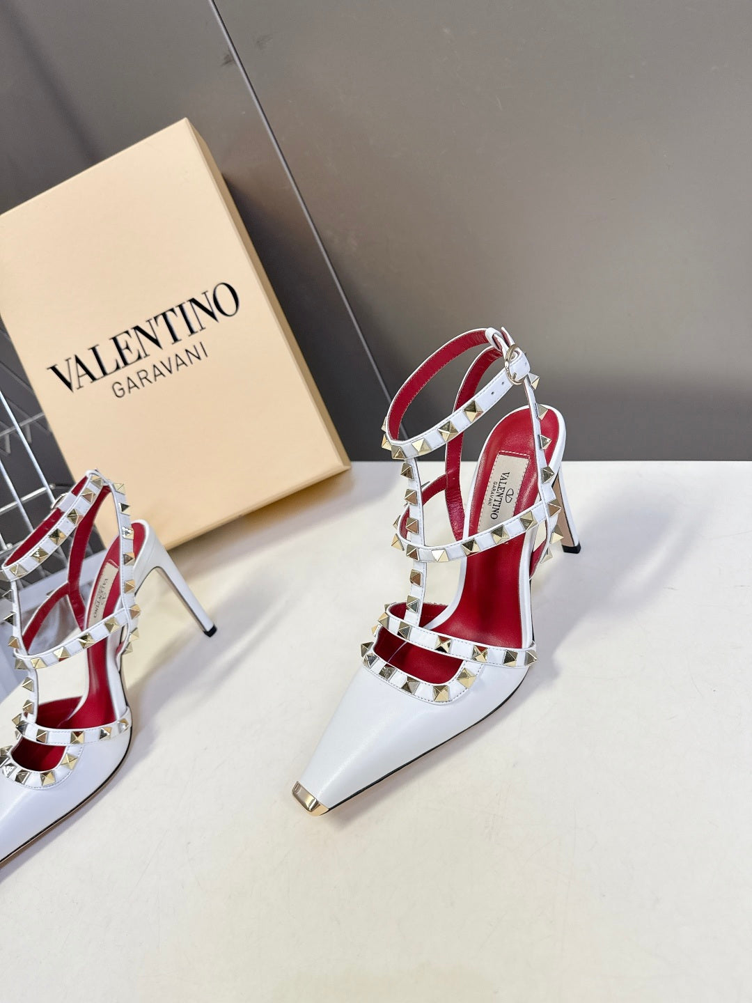 Valentino Rockstud T-Strap Pointed-Toe Heeled Sandals – Spring/Summer Collection
