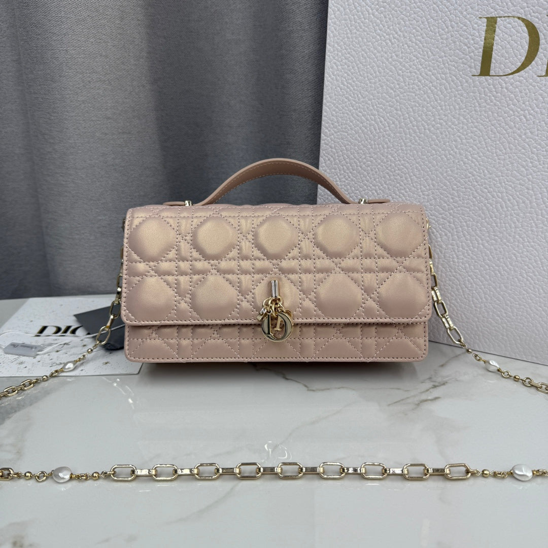 Dior Lady Dior Pearlescent Lambskin Pearl Clutch Bag