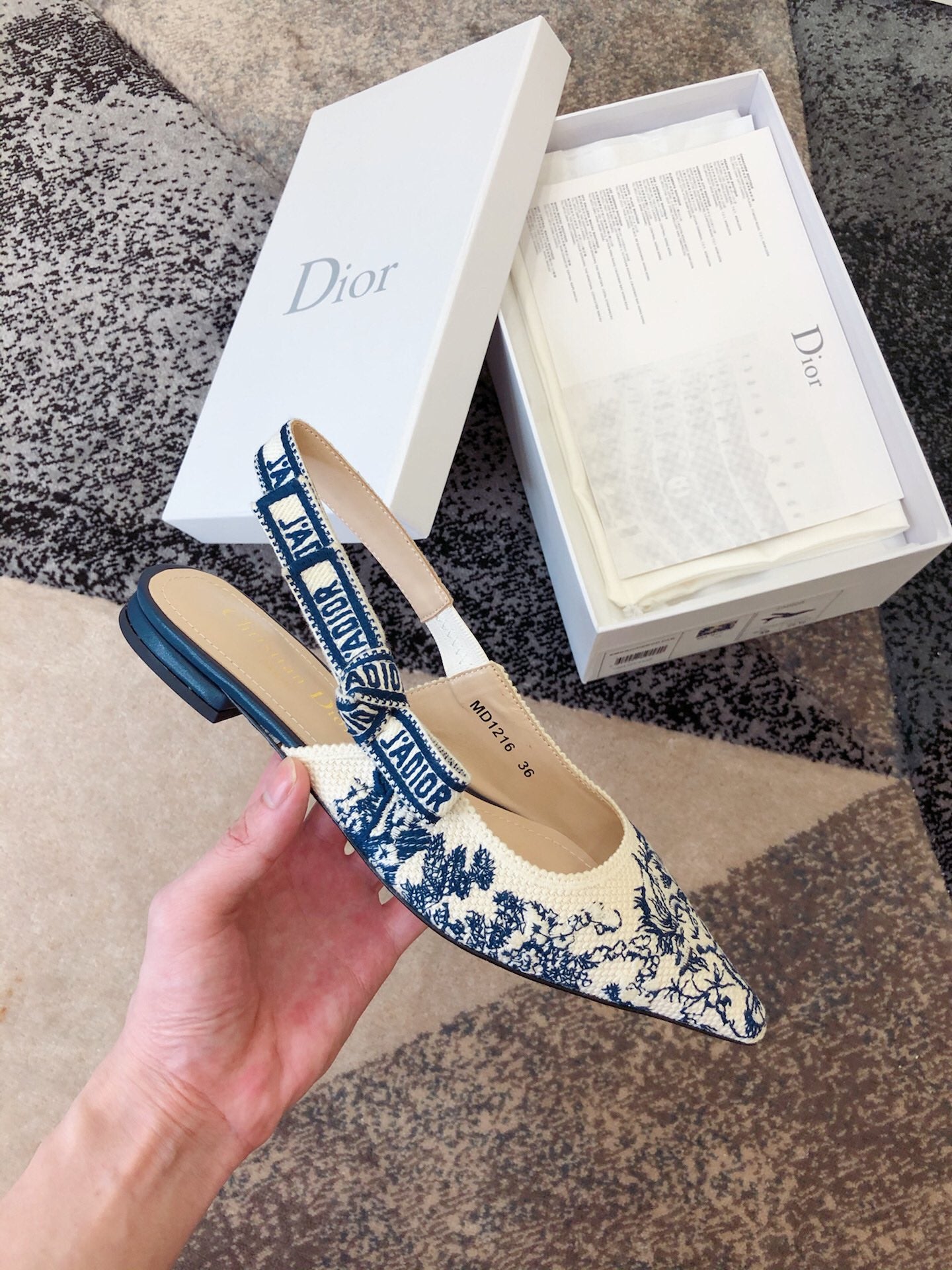 Dior J'Adior Oblique Embroidered Webbing Sandals – 20SS