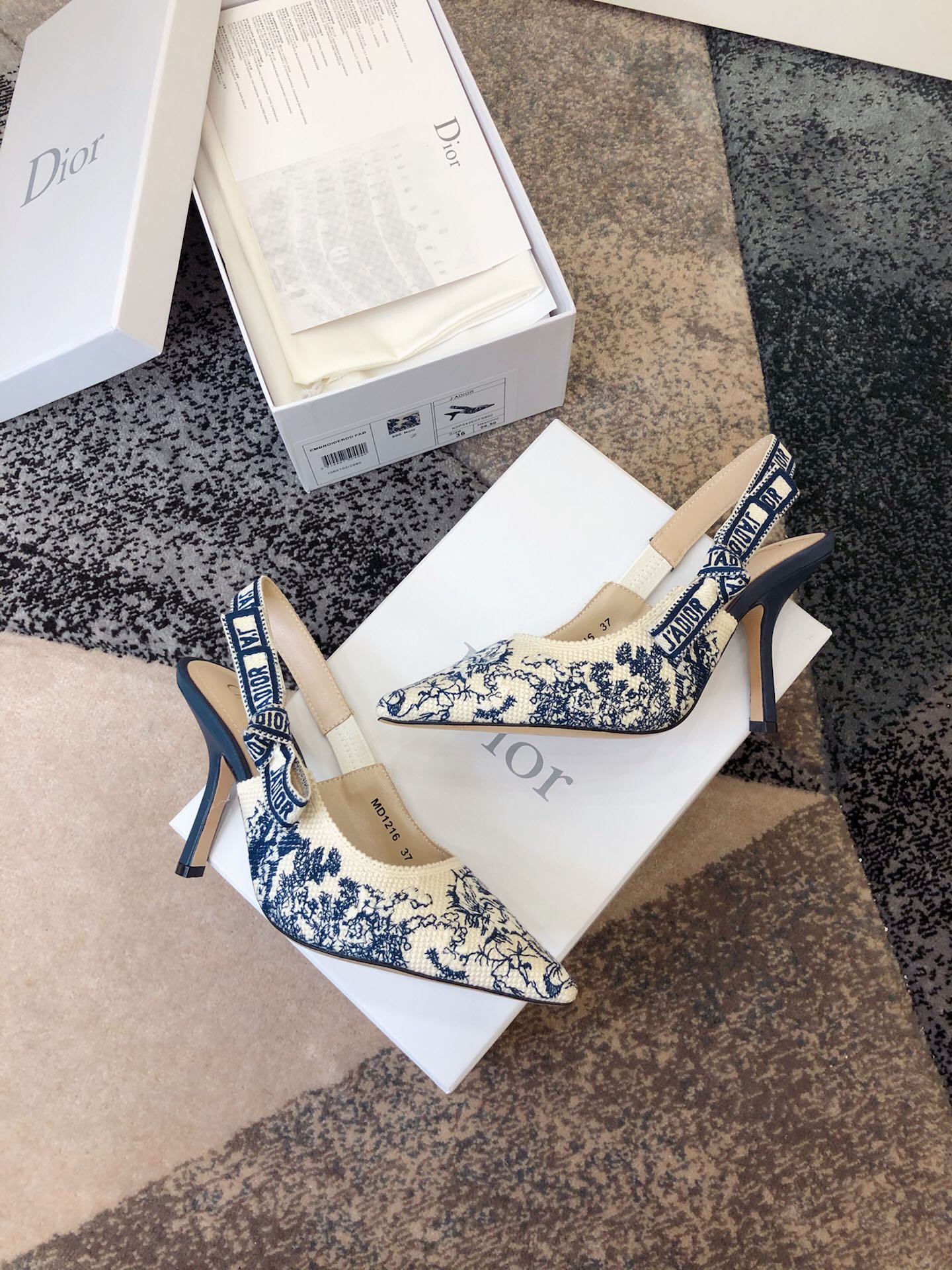 Dior J'Adior Oblique Embroidered Webbing Sandals – 20SS