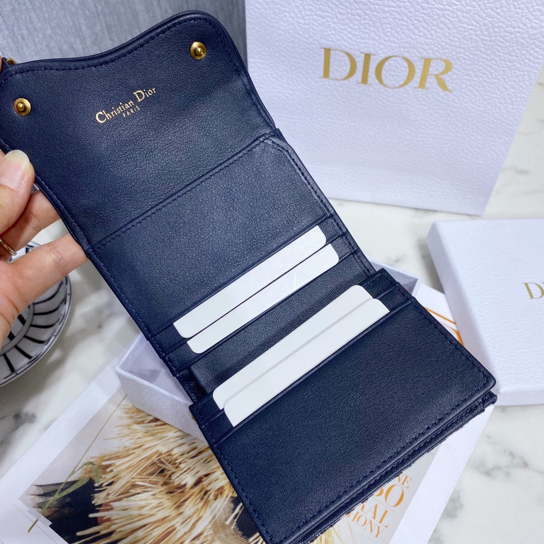 Dior Oblique Saddle Tri-fold Wallet