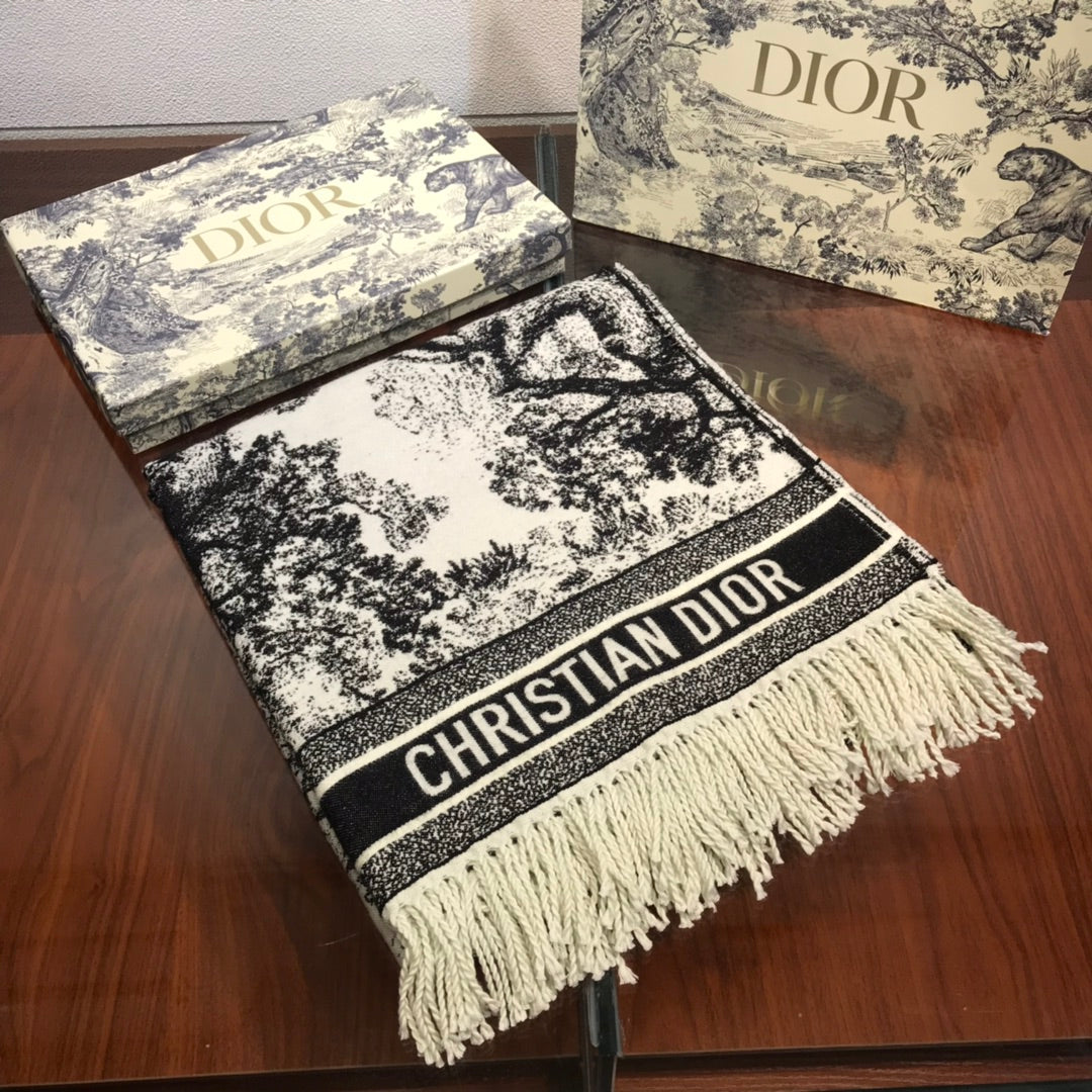 Dior Animal Print Cashmere Wool Scarf