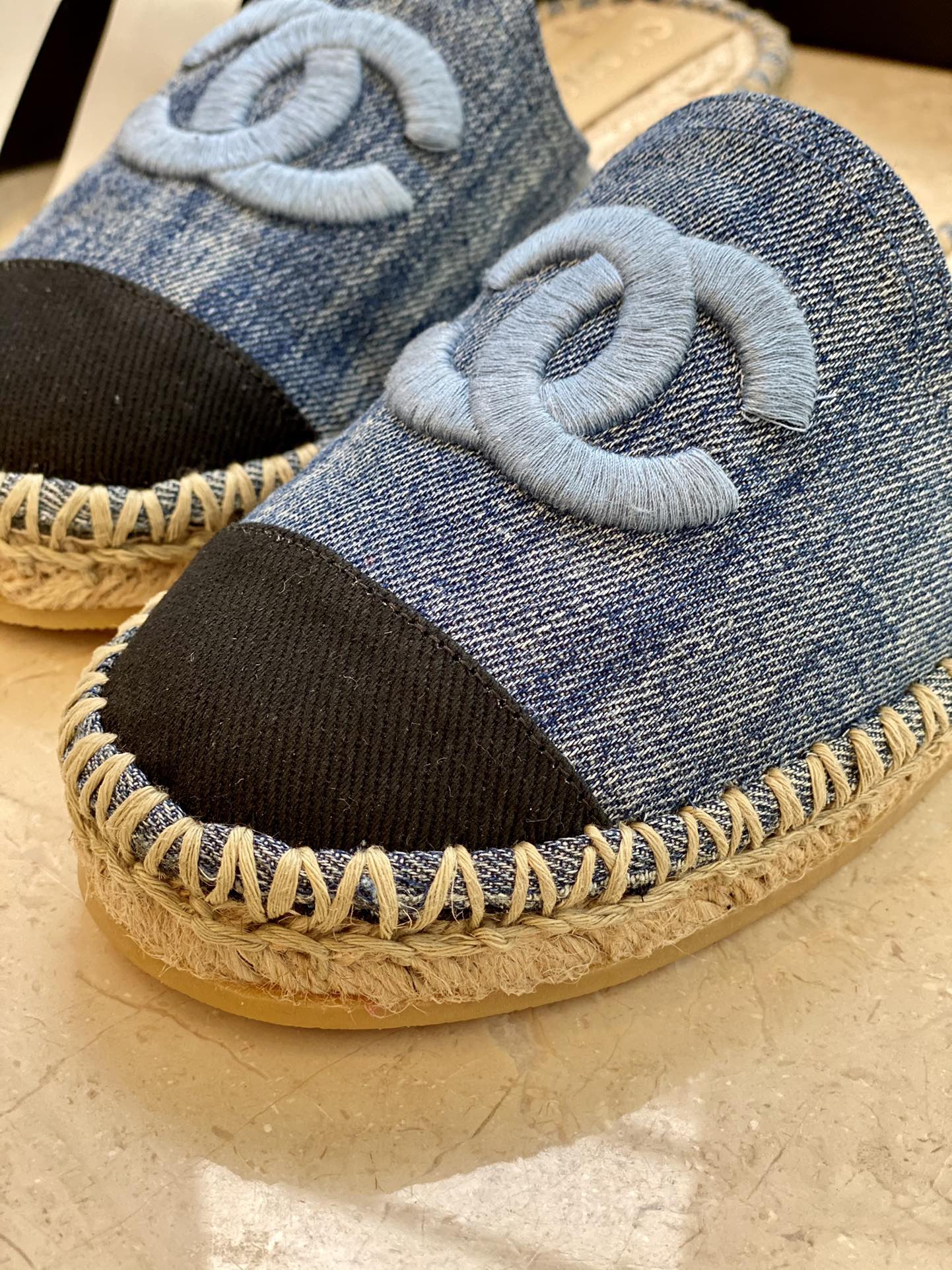 Chanel Washed Denim Logo Espadrilles – Spring/Summer Collection