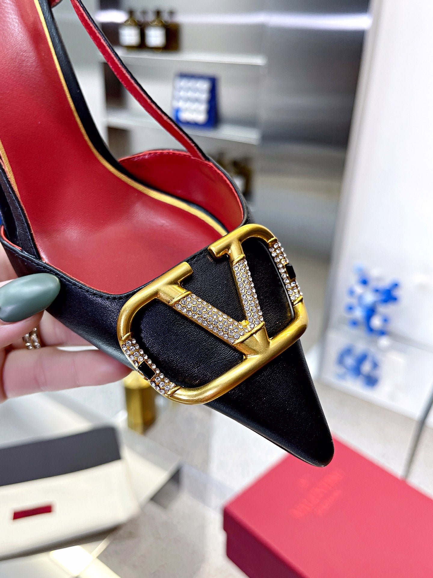 Valentino VLogo Signature Pointed Toe Patent Leather Pumps