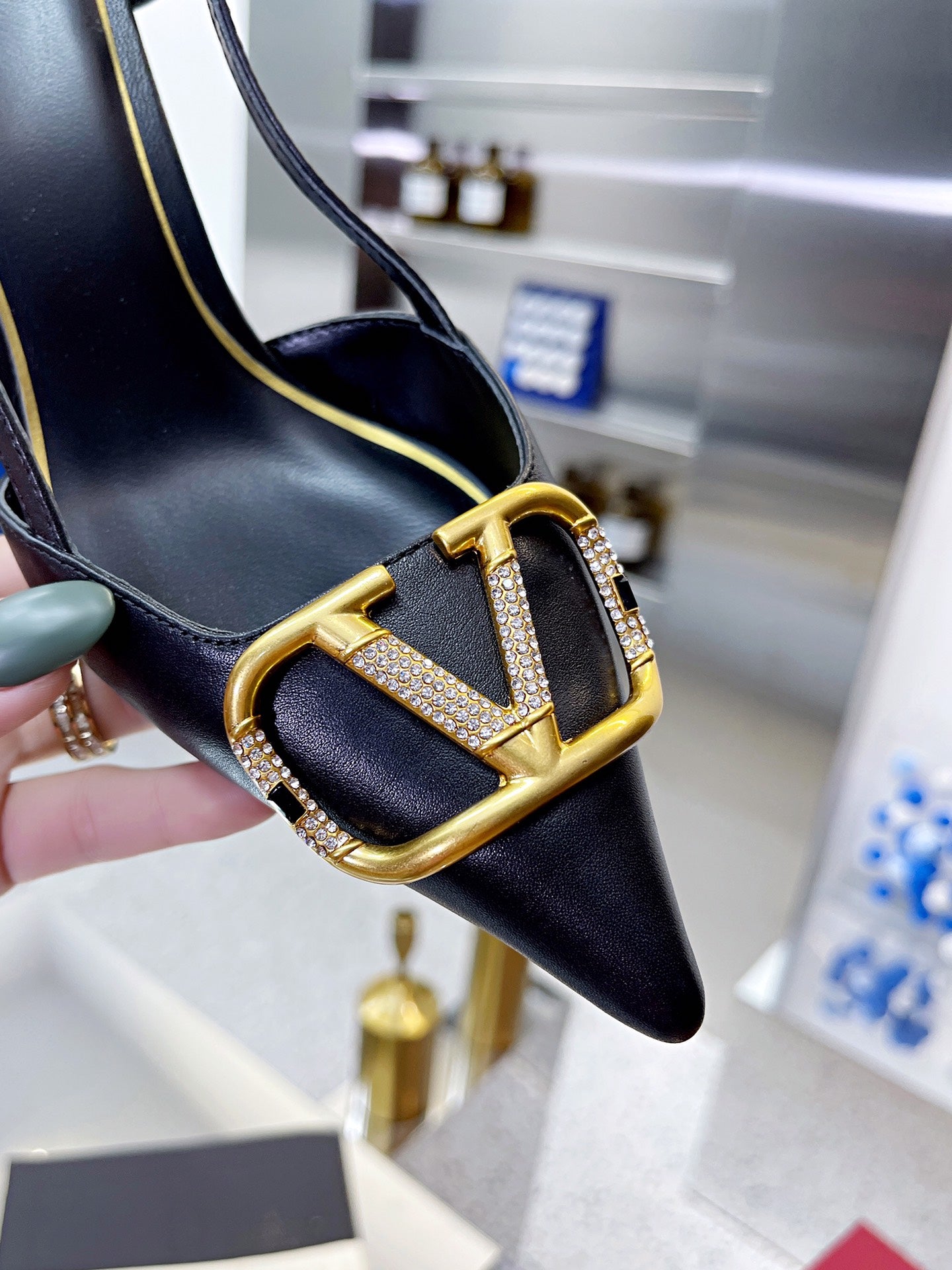 Valentino VLogo Signature Pointed Toe Patent Leather Pumps