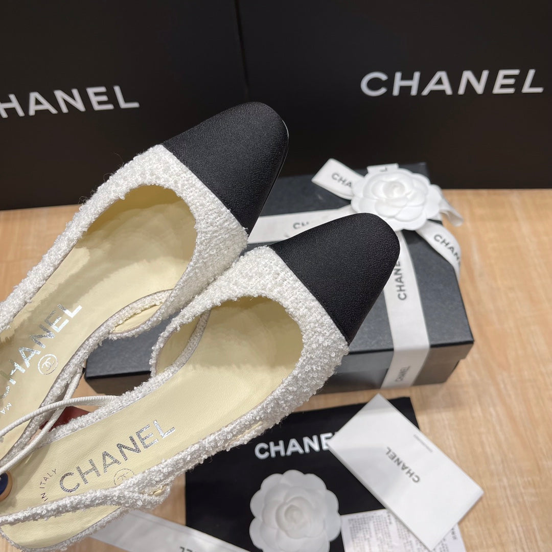 Chanel Two-Tone Slingback Heeled Sandals