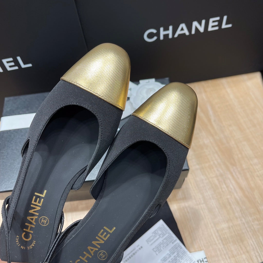 Chanel Two-Tone Slingback Heeled Sandals