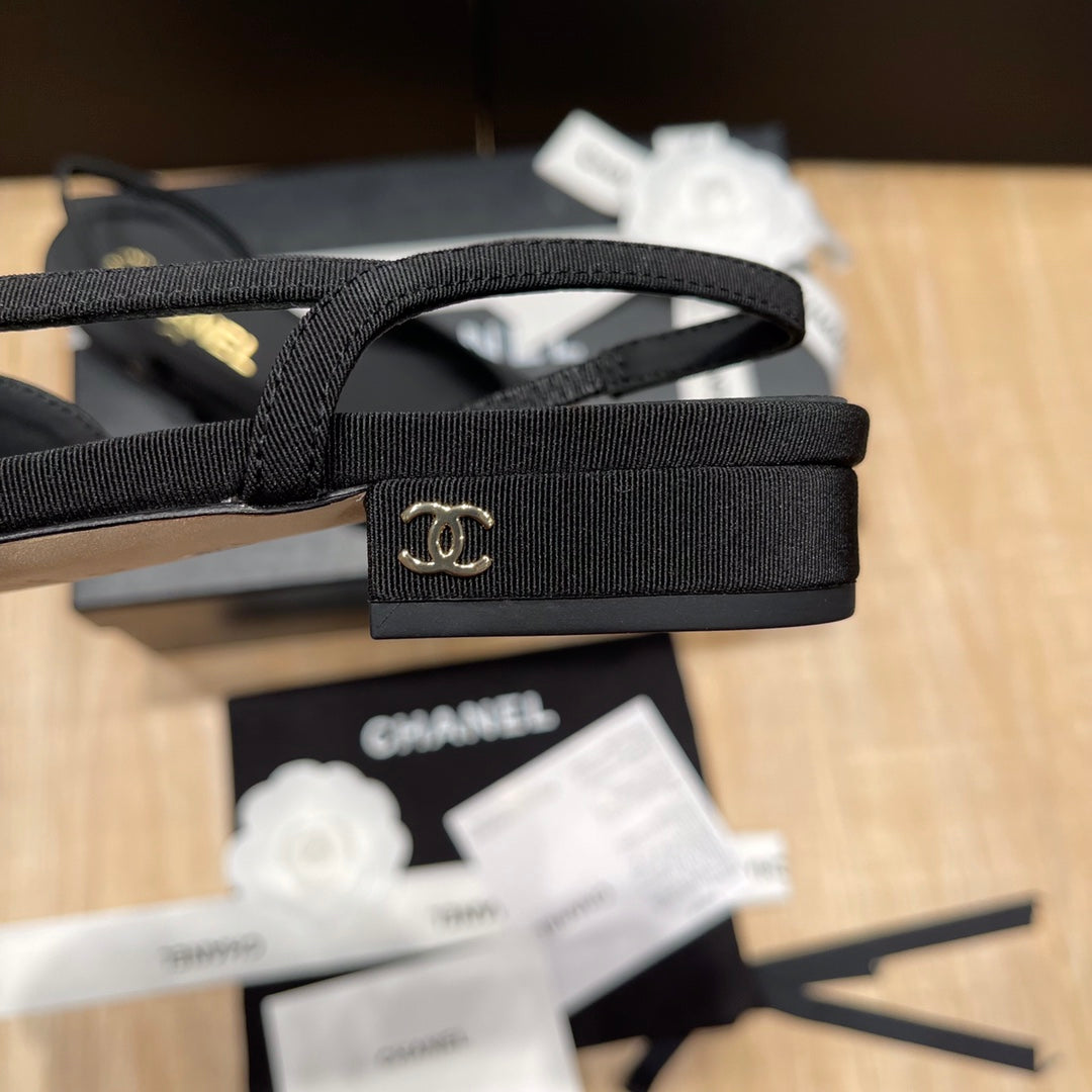 Chanel Two-Tone Slingback Heeled Sandals