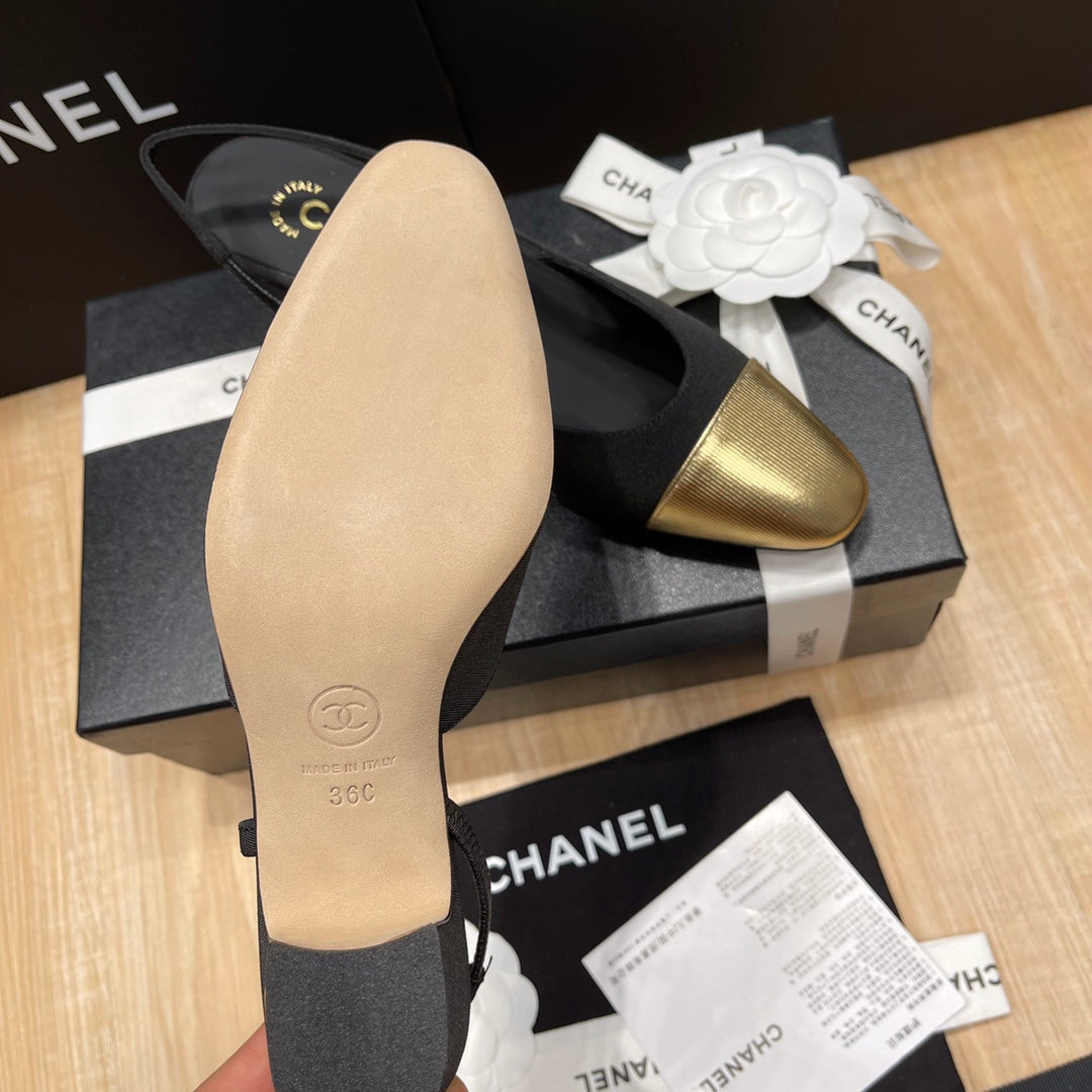Chanel Two-Tone Slingback Heeled Sandals