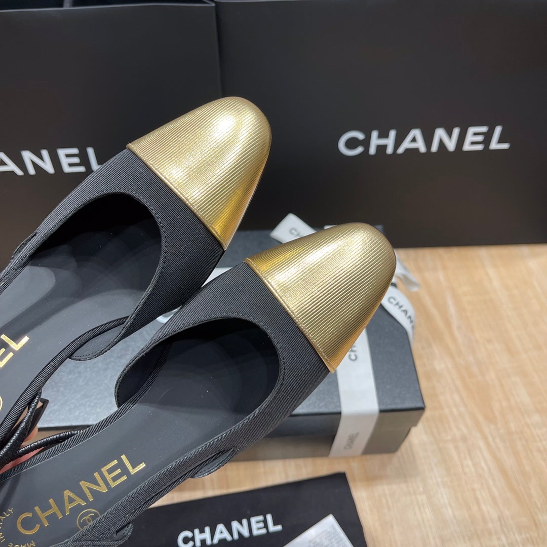 Chanel Two-Tone Slingback Heeled Sandals