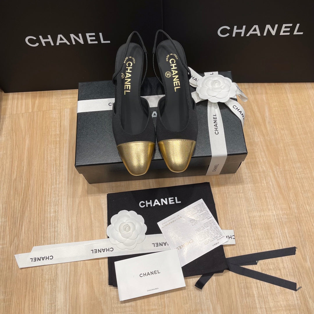 Chanel Two-Tone Slingback Heeled Sandals