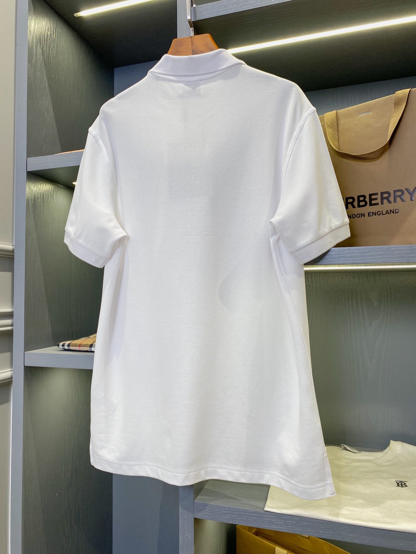 Burberry Embroidered Check Trim Polo Shirt