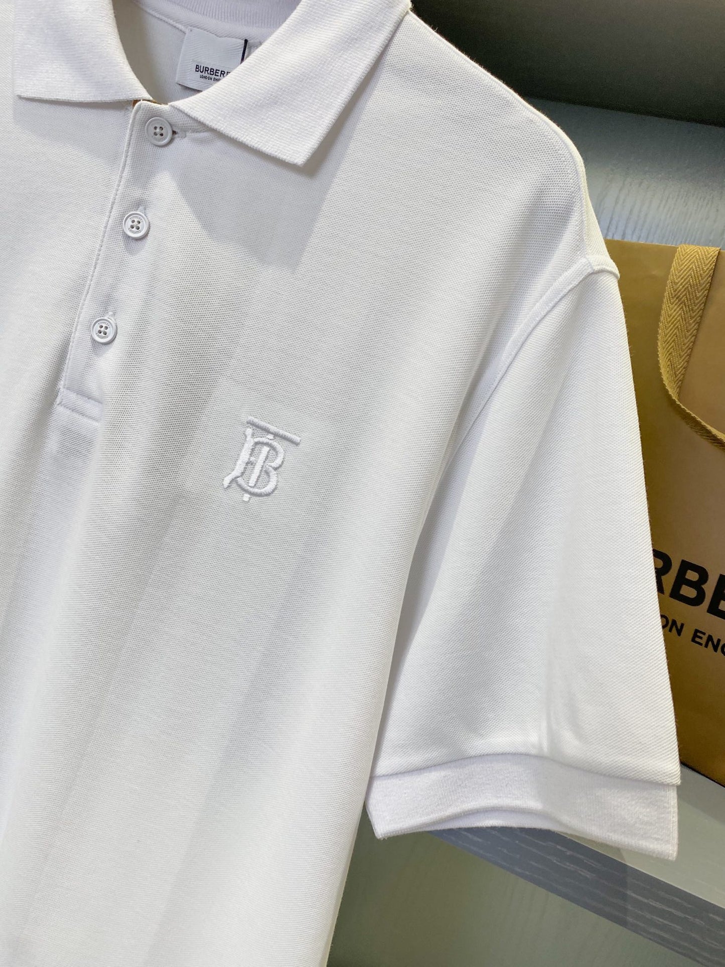Burberry Embroidered Check Trim Polo Shirt
