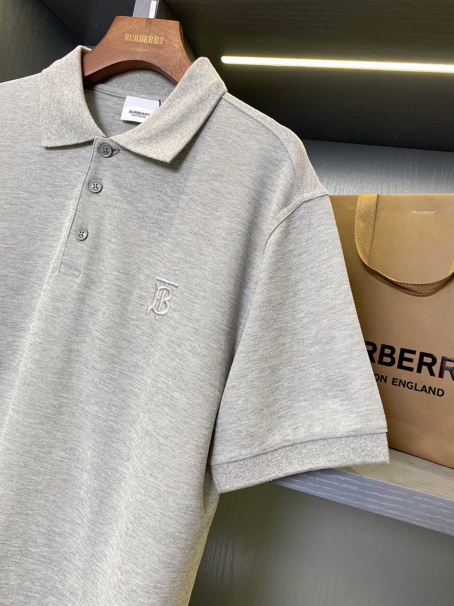 Burberry Embroidered Check Trim Polo Shirt