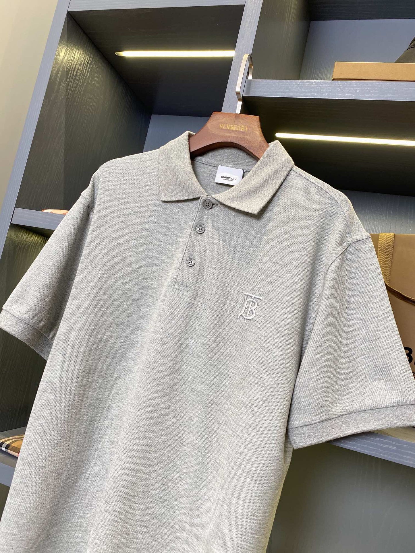 Burberry Embroidered Check Trim Polo Shirt