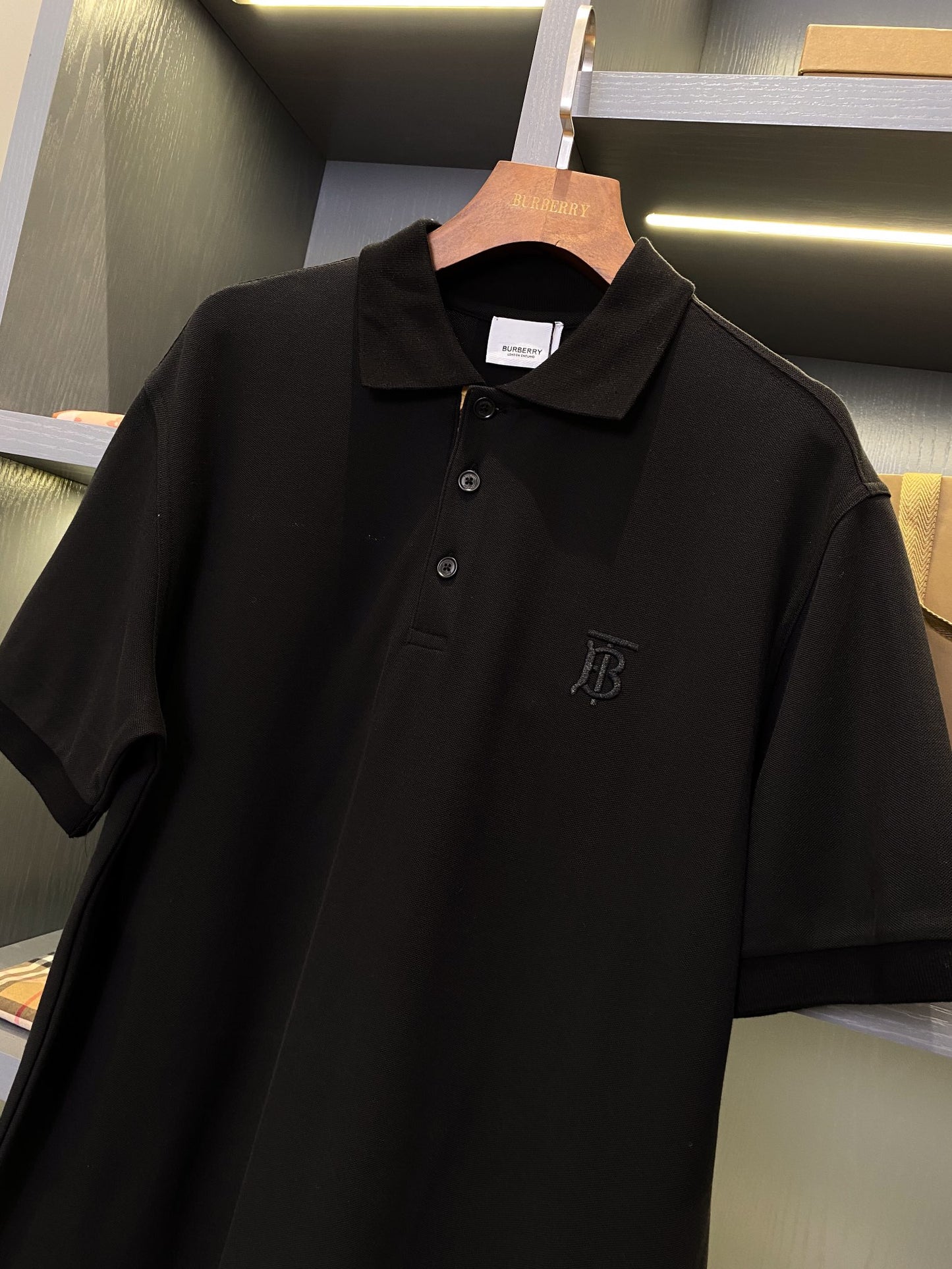 Burberry Embroidered Check Trim Polo Shirt