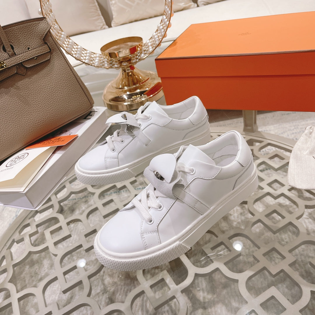 Hermès Kelly Buckle White Sneakers