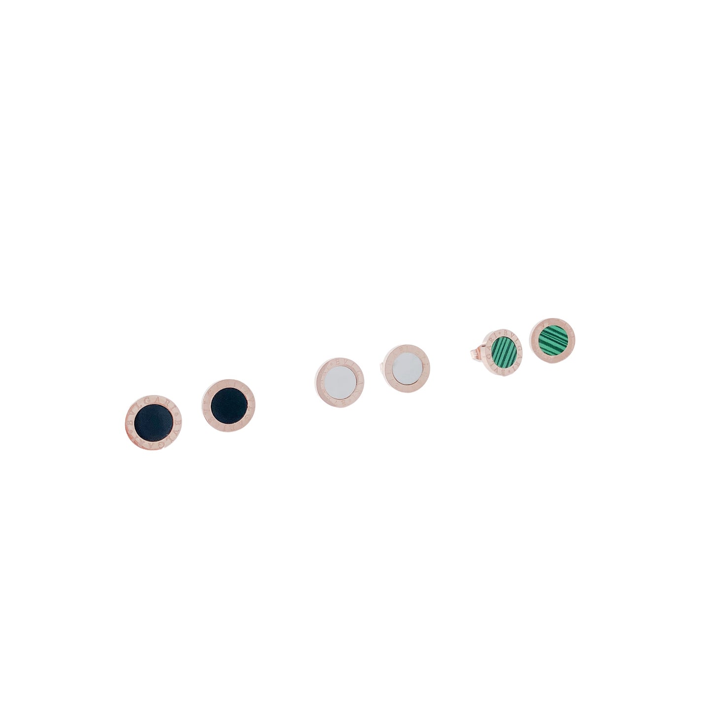 Bulgari Classic Logo Button Stud Earrings