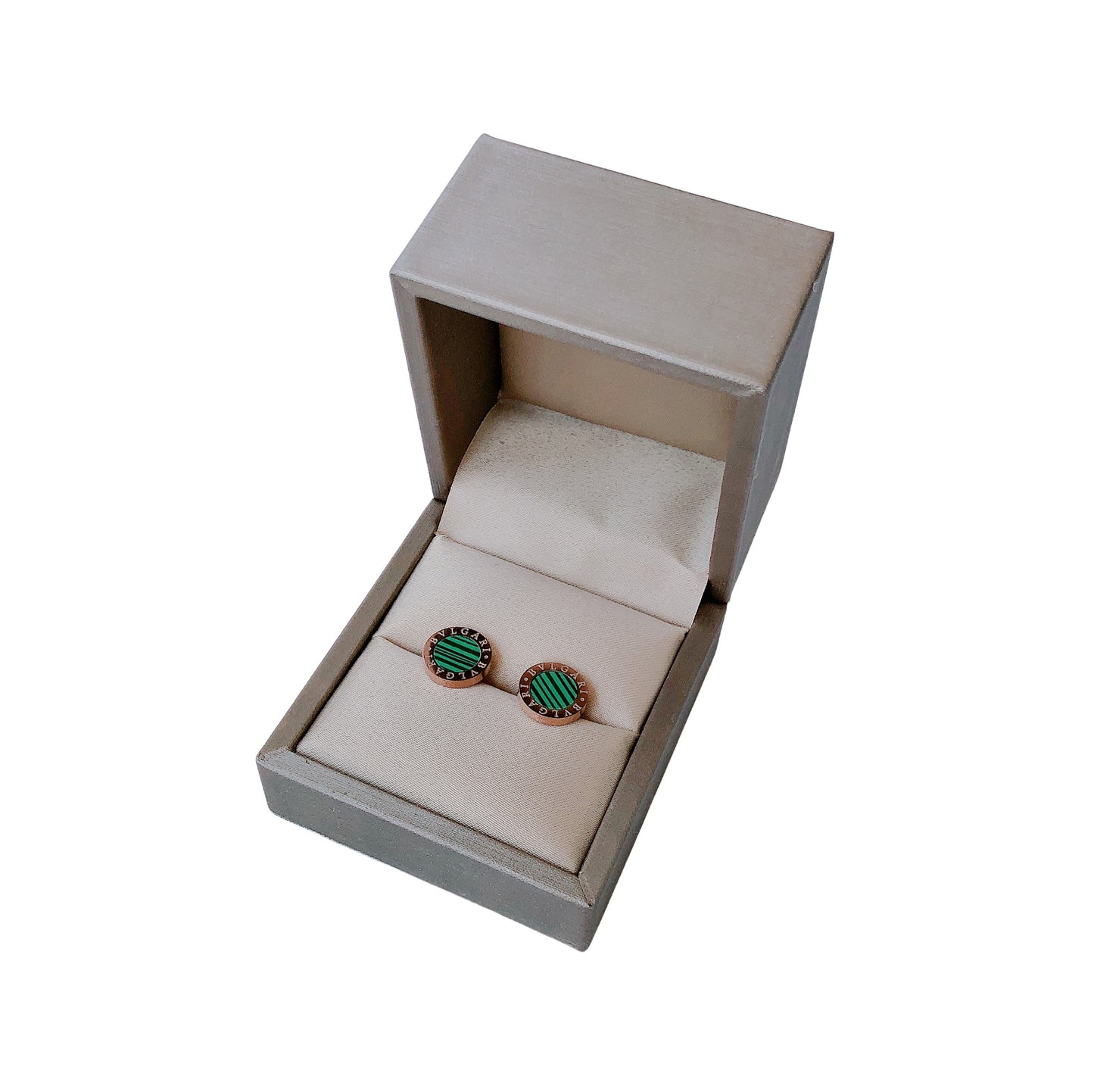 Bulgari Classic Logo Button Stud Earrings